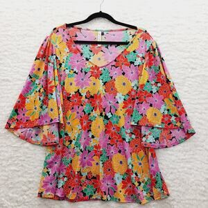 Blouse Size XL Floral Bloomcore Boho Romantic Fairy Whimsycore Coquette Batwing